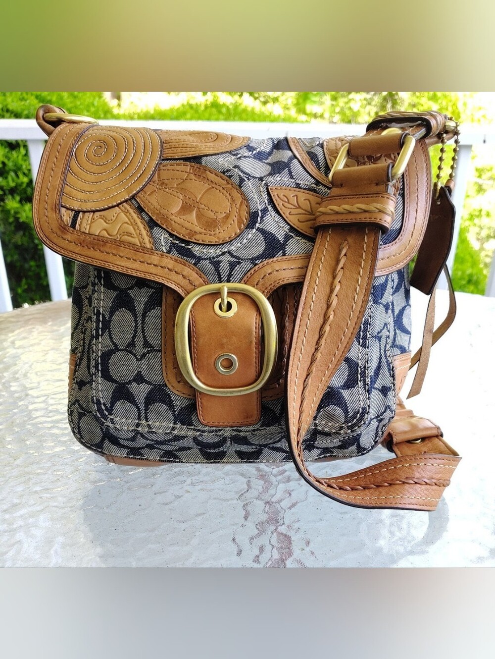 HTF Coach Signature Denim/Leather  Bleecker Shoulder Bag 11780